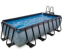 Piscina EXIT Stone 400x200x100cm con bomba de filtrado de arena, color gris