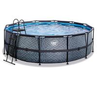 Piscina EXIT Stone ø450x122cm con bomba de filtrado de arena, color gris