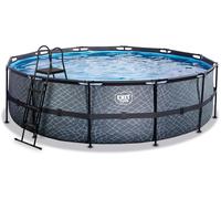 Piscina EXIT Stone ø488x122cm con bomba de filtrado de arena, color gris