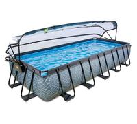 Piscina EXIT Stone 540x250x100cm con bomba de filtrado de arena y cúpula, color gris