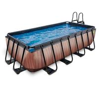 Piscina EXIT Wood 400x200x100cm con bomba de depuración, color marrón