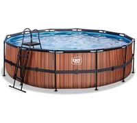 Piscina EXIT Wood ø488x122cm con bomba de depuración, color marrón