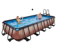Piscina EXIT Wood 540x250x100cm con bomba de depuración, color marrón