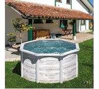 Piscina Finlandia Gre Ovalada Simil Madera Altura 120 Sin Solera Filtro Arena - Diámetro 240 Redonda