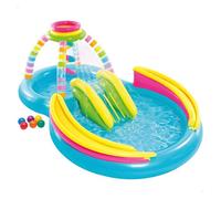Intex Pools Piscina hinchable doble multicolor con tobogán, aspersor y juego de bolas