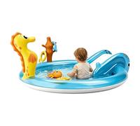 Piscina Hinchable Infantil con Tobogán | Juguete Acuático Hinchable De Temática Marina,Piscina de Chapoteo de Verano - para Niños, De Cumpleaños, Vacaciones, Patio, Camping, Playa, Jardín, Parque