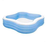 Piscina Hinchable Intex Cuadrada 3 Aros Ondulados 229x229x56 Cm, Azul y Blanco