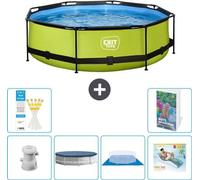 Piscina hinchable Lime - 300 x 76 cm - Completa con bomba, cubierta, suelo protector y tumbona - 7 piezas