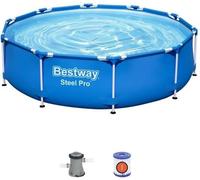 Piscina inflable de acero Bestway Steel Pro Frame, 305 x 76 cm, redonda, capacidad de 4678 litros, con bomba de filtración