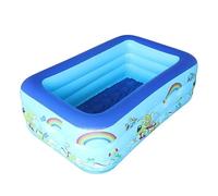 Piscina Inflable Infantil Rectangular, Piscina de Hinchable para Niños y Familias, Bañera Bebé de PVC Grueso con Suelo Confortable Acolchado, Centro de Juegos de Agua para Jardín Exterior e Interior