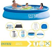 Piscina inflable Intex Easy Set - Piscina inflable - 366x76 cm - Incluye cubierta, kit de mantenimiento, filtro, cubierta para el fondo, panel solar, borde y bañera para pies
