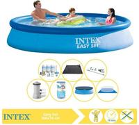 Piscina inflable Intex Easy Set - Piscina inflable - 366x76 cm - Incluye cubierta, kit de mantenimiento, filtro, lona para el fondo, aspiradora y panel solar