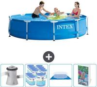 Piscina inflable Intex Rond Frame - 305 x 76 cm - Azul - Incluye bomba de filtración, filtro, cubierta para el fondo y manual de instrucciones de la piscina