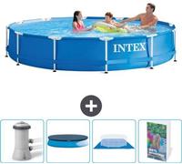 Piscina inflable Intex Rond Frame - 366 x 76 cm - Azul - Incluye bomba, cubierta y escalera - Manual de la piscina