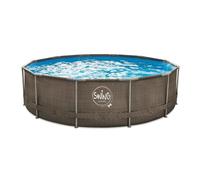 Piscina inflable Mountfield con estructura de metal – 3,66 x 0,91 m, diseño tipo cesta (imitación de ratán doble)