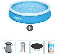 Piscina inflable redonda Bestway Fast Set – 366 x 76 cm – Azul – Incluye bomba, filtro, cubierta y cloro