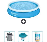 Piscina inflable redonda Bestway Fast-Set – 366 x 76 cm – Azul – Incluye bomba, flotador para cloro y cloro