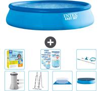 Piscina inflable redonda Easy Set de Intex – 457 x 107 cm – Azul – Incluye bomba, escalera, lona para el suelo, cubierta y kit de mantenimiento con filtro y kit de limpieza