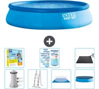 Piscina inflable redonda Easy Set de Intex – 457 x 107 cm – Azul – Incluye bomba, escalera, lona para el suelo, cubierta y kit de mantenimiento con filtro y panel solar
