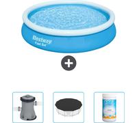 Piscina inflable redonda Fast-Set de Bestway – 366 x 76 cm – Azul – Incluye: bomba, cubierta y cloro