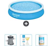 Piscina inflable redonda Fast-Set de Bestway – 366 x 76 cm – Azul – Incluye: bomba, tiras de prueba y cloro