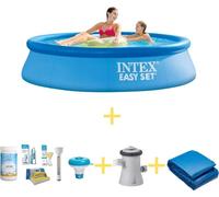 Piscina Intex Easy Set - 244 x 61 cm - Incluye kit de mantenimiento WAYS, bomba de filtración y cubierta para el fondo