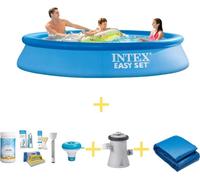 Piscina Intex Easy Set - 305 x 61 cm - Incluye kit de mantenimiento WAYS, bomba de filtración y revestimiento para el fondo