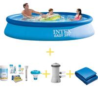 Piscina Intex Easy Set - 366 x 76 cm - Incluye kit de mantenimiento WAYS, bomba de filtración y cubierta para el fondo