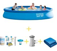 Piscina Intex Easy Set - 457 x 84 cm - Incluye kit de mantenimiento WAYS, bomba de filtración y cubierta para el fondo