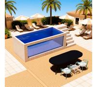 Piscina modular con ventana de visualización - Contenedor de envío de 10/20 pies | Característica de cascada prefabricada sobre el suelo y LED | Estructura de acero duradera de grado marino para