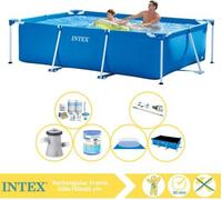 Piscina rectangular Intex - Piscina hinchable - 260x160x65 cm - Incluye: cubierta solar, kit de mantenimiento, bomba para piscina, filtro, cubierta para el fondo y aspiradora