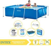 Piscina rectangular Intex - Piscina inflable - 220x150x60 cm - Incluye cubierta, kit de mantenimiento, bomba para piscina, filtro, aspiradora y piedras para piscina