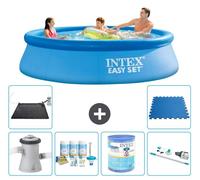 Piscina redonda - 305 x 76 cm - Azul - Incluye: bomba, kit de limpieza, filtro, aspiradora, panel solar y azulejos