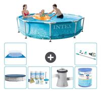 Piscina redonda - 305 x 76 cm - Resistente a la presión del agua. Incluye: cubierta, kit de mantenimiento, bomba para piscina, filtro, cubierta para el fondo y aspiradora