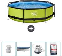 Piscina redonda con estructura Lime - 300 x 76 cm - Incluye bomba, cubierta, sistema de agua salada y sal para piscina - ¡Ahora a un precio especial!
