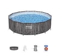 Piscina tubular de acero gris redonda ø 4.21x4.21x1.07 m con depuradora de cartucho y escalera de seguridad bestway