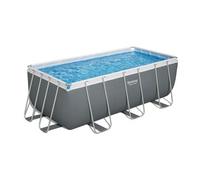 Piscina Tubular Rectangular Bestway Power Steel 412x201x122 Cm Con Depuradora De Arena Escalera Y Dispensador Químico Color Gris