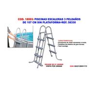 Piscinas escaleras 3 peldaños 107 cm sin plataforma 58330