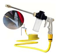 Pistola de agua de limpieza de coche de alta presión, 3/4 pulgadas, boquilla de manguera de jardín, rociador de manguera de riego, herramienta de limpieza del hogar, pulverizador de mango largo Plata