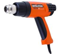 Pistola de aire caliente Evolution Power Tools HDG200, con regulación digital de temperatura, incluye maletín de transporte y boquillas