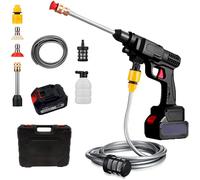 Pistola de Alta Presión Portátil y Sin Cable con Batería 15000 mAh de Autonomía 45 min, Set de Pistola Lavadora Inalámbrica Bateria Reemplazables 48V MAX 430 PSI, Sin Cables, Recargable con Accesorios