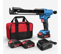 Pistola de calafateo inalámbrica de doble tubo de 12 V, aplicador adhesivo eléctrico 8000N para paquetes de epoxi de doble componente, cartuchos y salchichas con 2 baterías