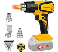 Pistola de calor inalámbrica compatible con batería Dewalt de 20 V, pantalla LCD de 350 W, ajuste de 2 temperaturas (48.9 °C-598.9 °C), 4 boquillas, pistola de aire caliente portátil para tubos
