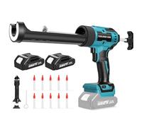 Pistola de Cartucho a Batería Compatible con Makita 18V, Pistola de Silicona con 2 Baterías y Cargador, Eléctrica para 300ml, Luz LED, 6 Velocidades, Incluye Set 6en1 Alisador de Juntas y Boquillas