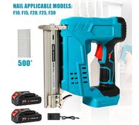 Pistola de clavos eléctrica sin escobillas, inalámbrica, F30, F25, F20, F15, F10, grapadora, herramientas eléctricas inalámbricas para trabajar la madera, para batería Makita de 18V With 2XBattery