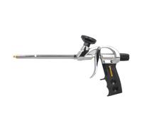 Pistola de espuma de poliuretano profesional, tubo de acero inoxidable, regulador de flujo de espuma, gatillo conveniente, viene con 2 boquillas, 2 tubos de extensión, 1 pistola aplicadora de espuma