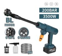 Pistola de Lavado a Presión Eléctrica sin Escobillas de 200 Bares, 3500W, para Lavado de Autos y Jardín, Compatible con Batería Makita de 21V Style D-1 Battery