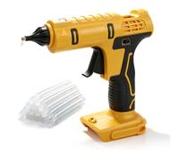 Pistola de pegamento caliente a batería compatible con Dewalt 18V/20V, pistola de pegamento caliente con 20 barras de pegamento de 11 mm, ideal para reparaciones, manualidades, bricolaje (amarillo