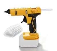 Pistola de pegamento caliente inalámbrica para Dewalt 18-20 V (sin batería | Pistola de pegamento caliente inalámbrica de 100 W con 20 barras de pegamento de 11 mm para manualidades, proyectos de arte