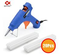 Pistola de Pegamento Caliente JCD de 20W, Mini Pistola de Pegamento Eléctrica para Uso Doméstico e Industrial, Herramienta de Reparación con 20 Barras de Pegamento de 7mm with 7mm glue stick